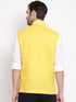 Men's Yellow Solid Classic Royal Cotton Blend Nehru Jacket